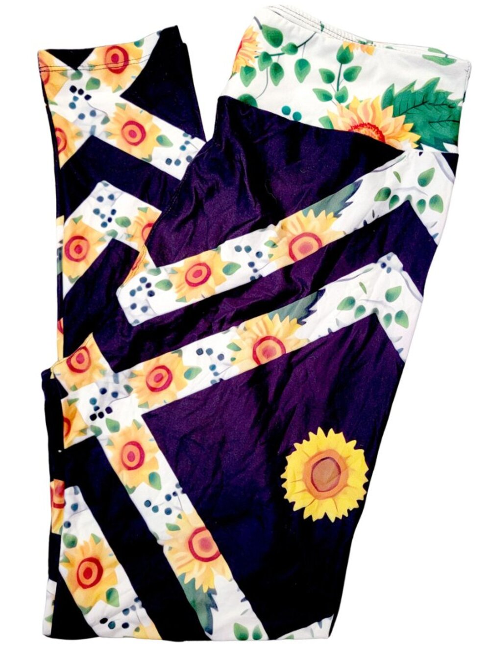 Sunflower Black Buttery Soft Custom Printed Leggings
